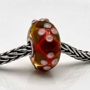 TROLLBEADS LE Spring Flowers LAA 925S NEW! Textured Amber Brown Green Pale Pink